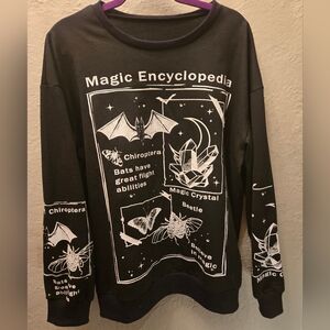 Gothic Occult Graphic Sweatshirt Bats Crystals Oversized